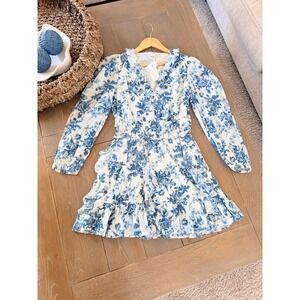 LoveShackFancy x Gap Floral Mini Dress Womens Blue White Medium